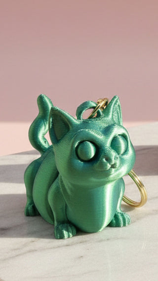 3D Printed Articulated Fantasy Cat : Bioplastic Fidget Key Ring