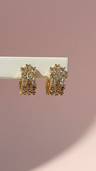 Half Crystal Huggie Stud Earrings