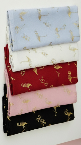 Flamingo & Love Hearts Shimmer Gold Foil Scarf Pack of 12