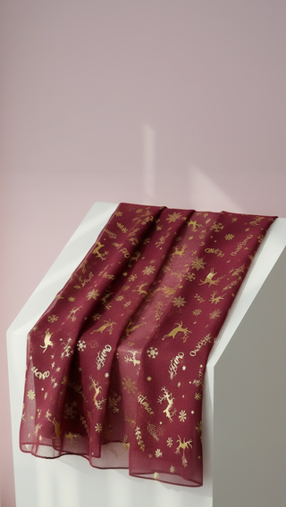 Christmas Reindeer Shimmer Gold Foil Scarf Pack of 12