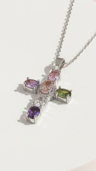 Crystal Cross Stainless Steel Necklace Pendant