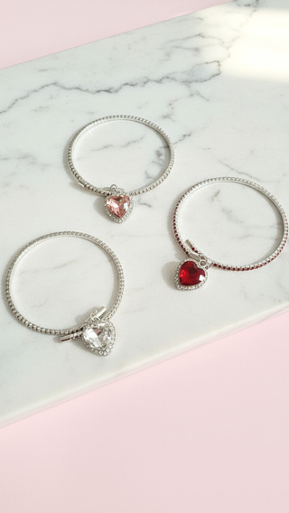 Wrap Around Heart Charm Free Size Crystal Cuff