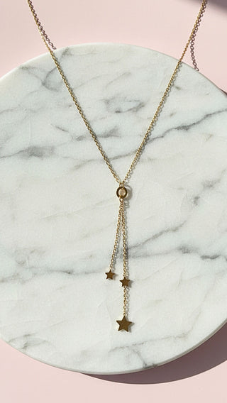 Layered Star Stainless Steel Gold Plated Pendant Necklace