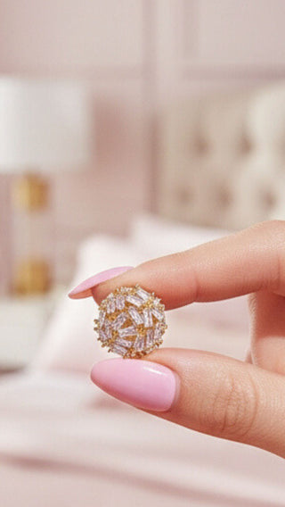 Rounded Ball Crystal Stud Earrings