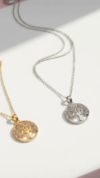 Tree Of Life Crystal Pendant Necklace