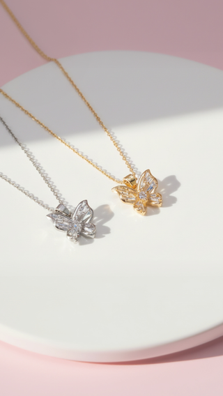 Butterfly Crystal Pendant Necklace