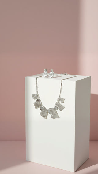 Abstract Squares Necklace & Earrings Set