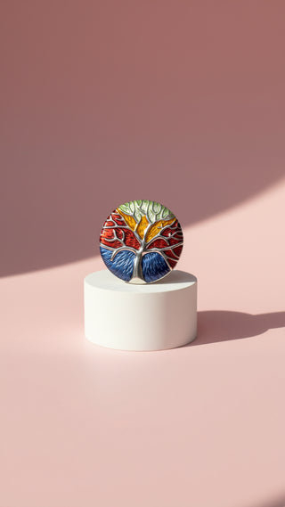 Tree Of Life Silver Stem Magnetic Brooch