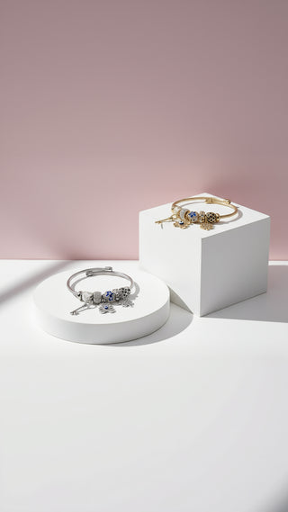 Evil Eye & Clover Crystal Charm Beaded Bracelet