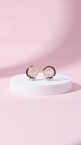 Circular Crystal Stud Earrings