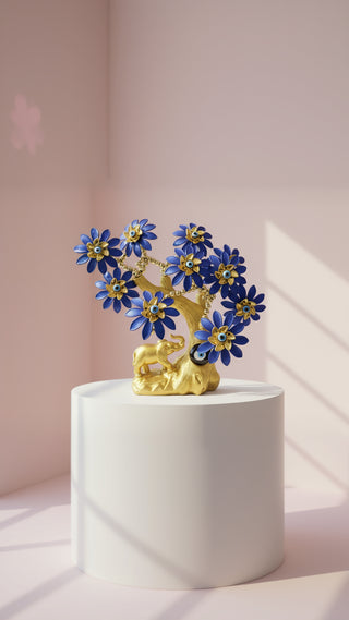 Gold Elephant Evil Eye Tree With Gift Box