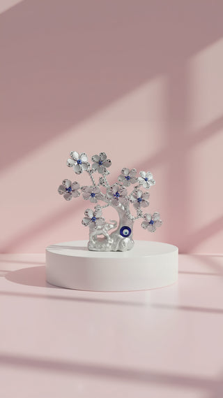 Silver Elephant Evil Eye Tree Gift Boxed