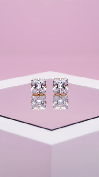 Square Crystal Stud Earrings