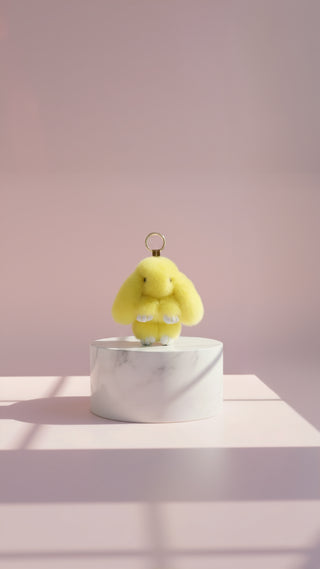 Mini Plush Fluffy Bunny Rabbit Key Ring & Bag Charm
