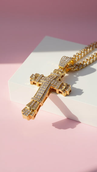 Magnum Stainless Steel Crystal Cross Necklace
