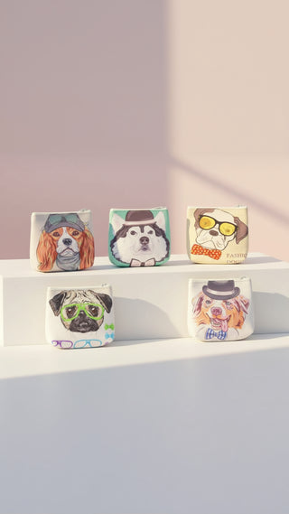 Character Dogs Zipper Compact Coin Purses Pack Of 12