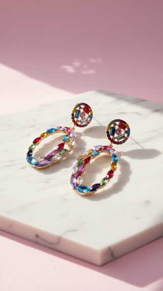 Oval Drop & Dangle Crystal Earrings