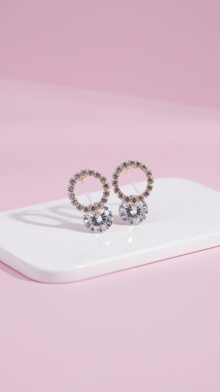 Circular Brilliant Cut Crystal Stud Earrings