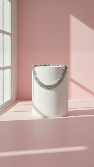 Magnum XL Stainless Steel Crystal Link Chain Necklace