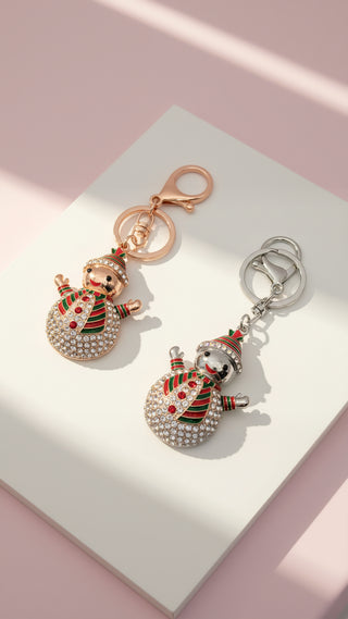 Happy Snowman Crystal Keyring & Bag Charm