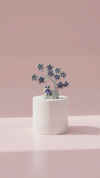 Silver Owl Evil Eye Tree Gift Boxed