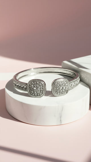 Cushion Cuff Crystal Stainless Steel Bangle