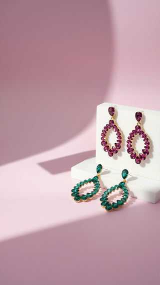 Oval Cut Crystal Drop & Dangle Earrings