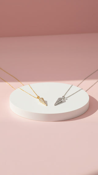 Rounded Triangular Crystal Pendant Necklace