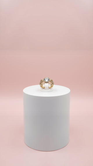 Luxe Round Cut Crystal Ring Gold Box set of 12