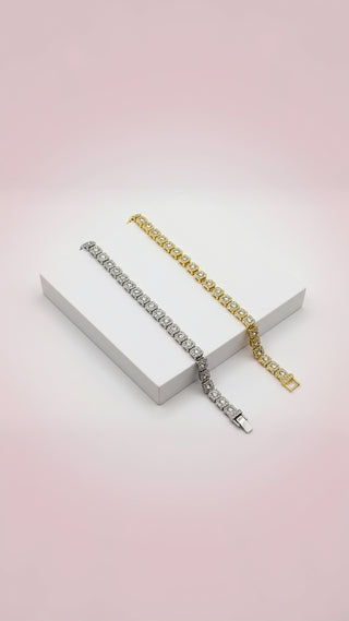 Square Crystal Jewelled Tennis Bracelet