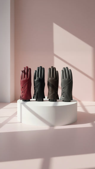 Faux Leather Button Gloves Pack of 12