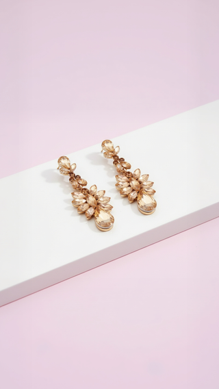Gold Baroque Crystal Drop and Dangle Earrings