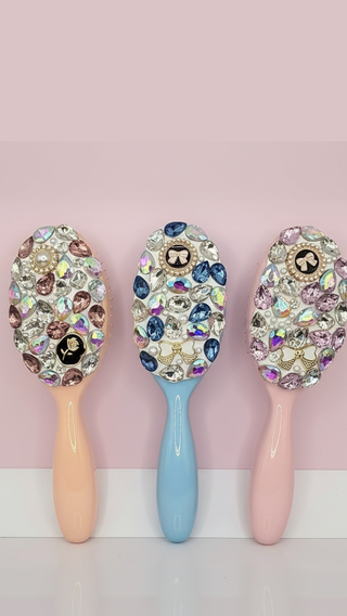 Jeweled Crystal Paddle Oval Hair Brush Massage Comb