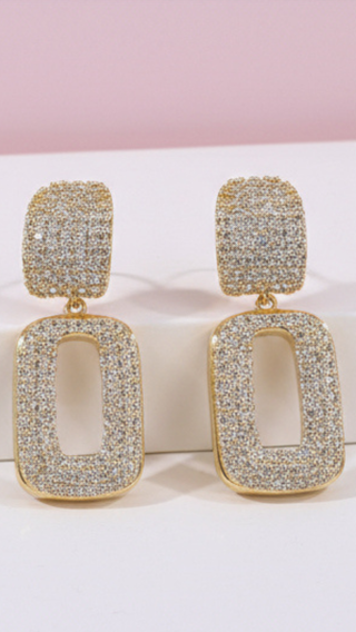 Crystal Micro Pavé Oblong Drop & Dangle Earrings