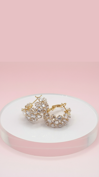 Crystal Round Huggie Stud Earrings