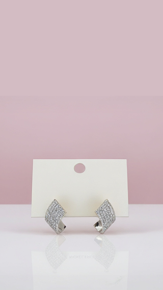 Micro Crystal Curved Pavé Stud Earrings