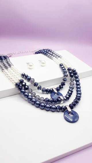 Luster Pearl Multi Layer Necklace & Earrings