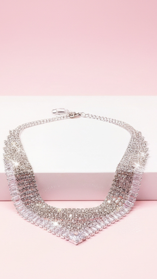 Baguette Cut Crystal Necklace & Earrings set