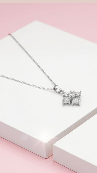Square Crystal Pendant Necklace
