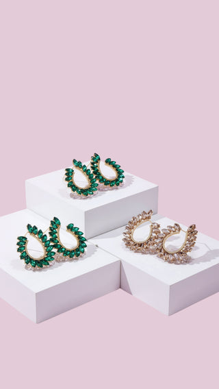 Bohemian Curved Crystal Stud Earrings