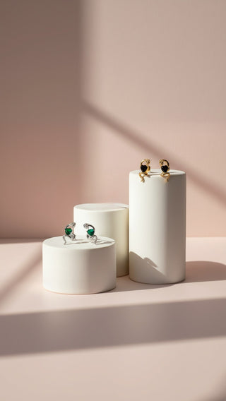 Snake & Heart Crystal Stud Earrings