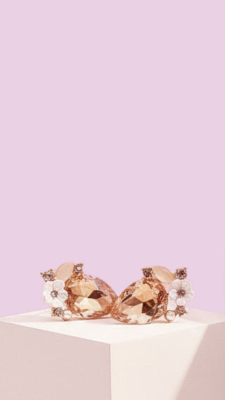Flower Teardrop Crystal Stud Earring