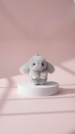 Mini Plush Fluffy Bunny Rabbit Key Ring & Bag Charm