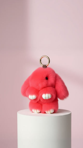Mini Plush Fluffy Bunny Rabbit Key Ring & Bag Charm