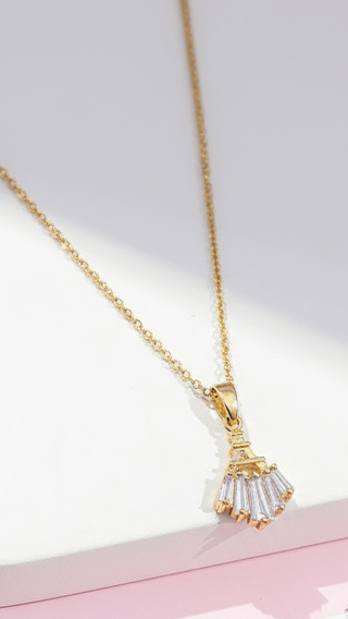 Fan Decor Crystal Pendant Necklace