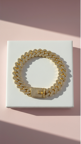 Stainless Steel Crystal Pavé Link Chain Bracelet