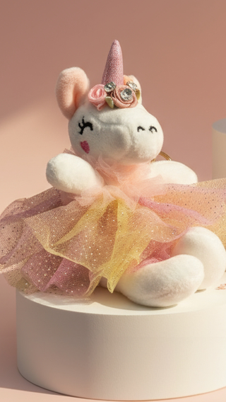Jeweled Plush Ballerina Unicorn Key Ring & Bag Charm