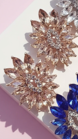 Flower Crystal Statement Stud Earrings