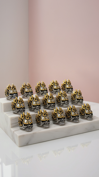 Flame Skull Stainless Steel Men's Biker Ring