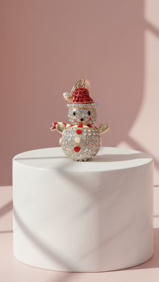 Pearl Snowman Crystal Keyring & Bag Charm